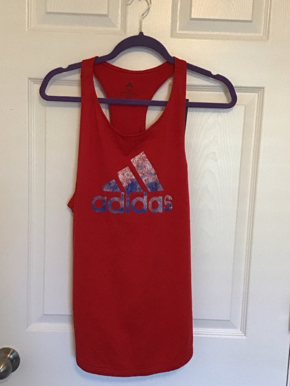 adidas Red Racerback Logo Athletic Tank - Picture 1 of 4
